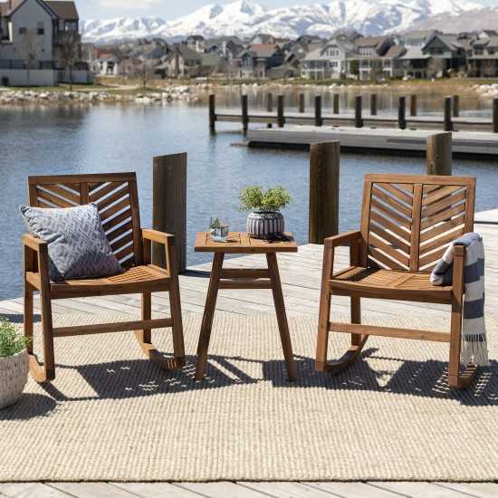 3-Piece Outdoor Rocking Chair Chat Set - Brown
