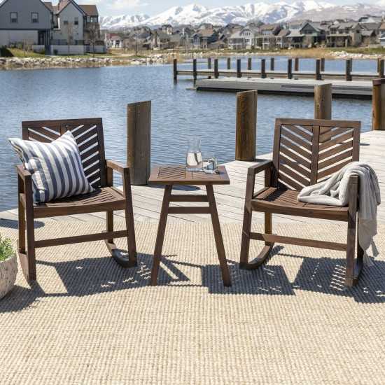 3-Piece Outdoor Rocking Chair Chat Set - Dark Brown