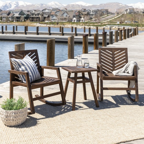 3-Piece Outdoor Rocking Chair Chat Set - Dark Brown