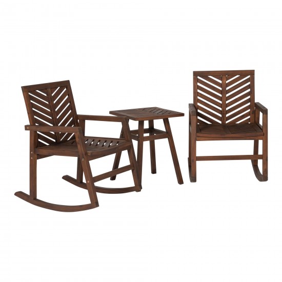 3-Piece Outdoor Rocking Chair Chat Set - Dark Brown