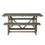 Brennan Solid Wood 3 Piece Trestle Dining Group - Grey/Brown