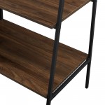 3 Piece Metal and Wood TV Console and Ladder Shelves - Dark Walnut