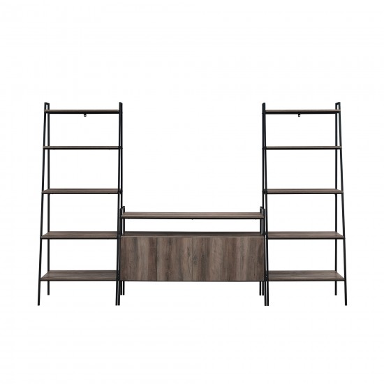 3-Piece Ladder Shelf Entertainment Wall - Grey Wash