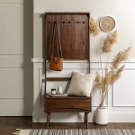 Atticus 68" Solid Wood Hall Tree With Drawer - Walnut