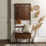 Atticus 68" Solid Wood Hall Tree With Drawer - Walnut