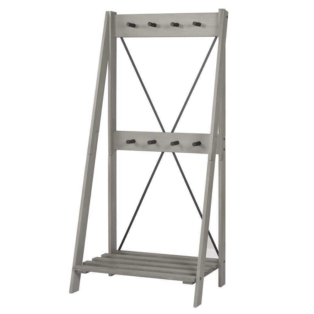 Frankie 68" Solid Wood Angled Hall Tree - Grey Frankie 68" Solid Wood Angled Hall Tree - Grey