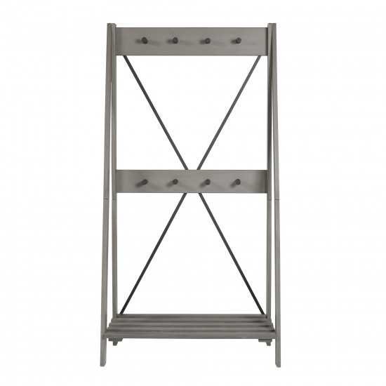 Frankie 68" Solid Wood Angled Hall Tree - Grey