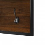 Lia 42" Metal and Wood Wall Organizer with Hooks - Dark Walnut