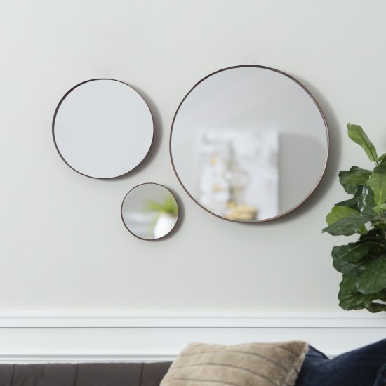 Modern Metal Wall Mirrors - Set of 3