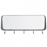 30" Rectangle Rounded Corner Mirror with Hooks - Black