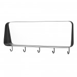 30" Rectangle Rounded Corner Mirror with Hooks - Black