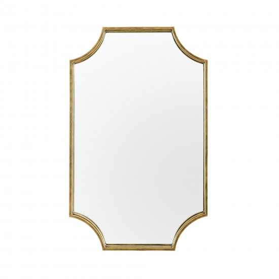 32" Rectangle Notched Corner Metal Framed Mirror - Antique Brass