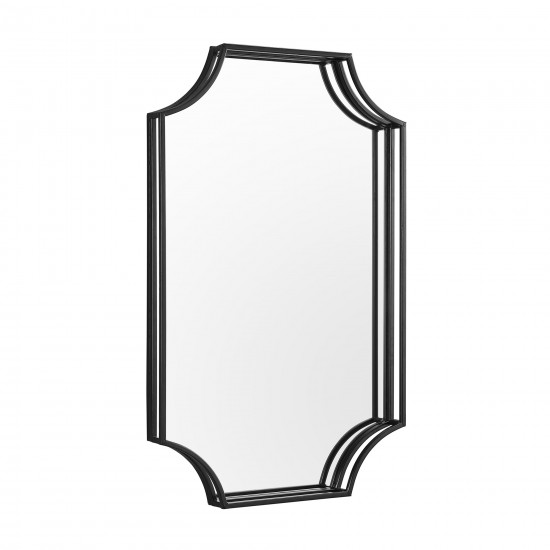 32" Rectangle Notched Corner Metal Framed Mirror - Black