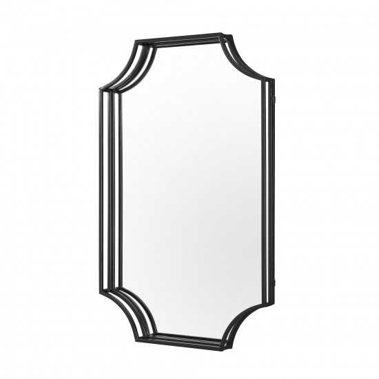 32" Rectangle Notched Corner Metal Framed Mirror - Black