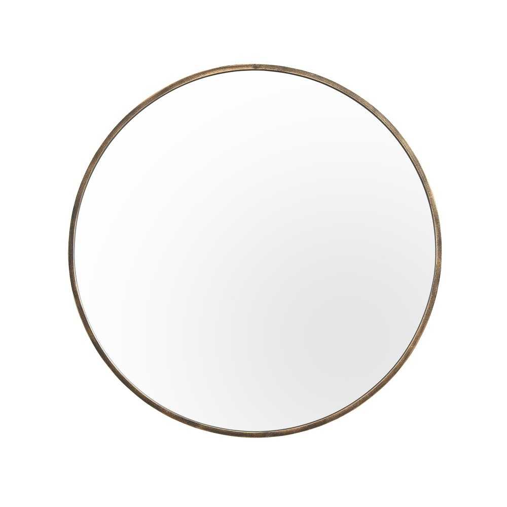 32" Round Metal Framed Mirror - Antique Brass