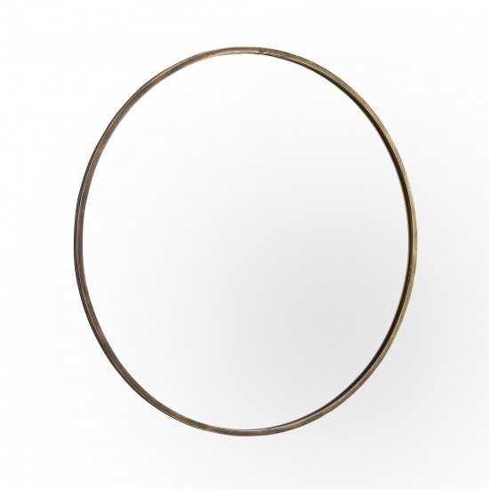 32" Round Metal Framed Mirror - Antique Brass