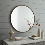 32" Round Metal Framed Mirror - Antique Brass