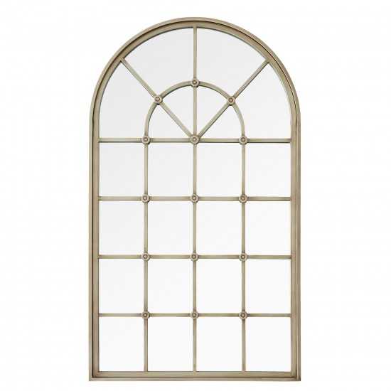 50" Arched Windowpane Mirror - Antique Pewter