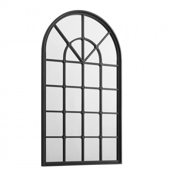 50" Arched Windowpane Mirror - Black