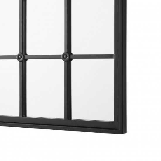 50" Arched Windowpane Mirror - Black