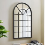 50" Arched Windowpane Mirror - Black