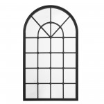 50" Arched Windowpane Mirror - Black