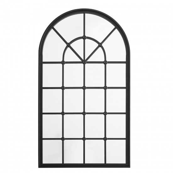 50" Arched Windowpane Mirror - Black