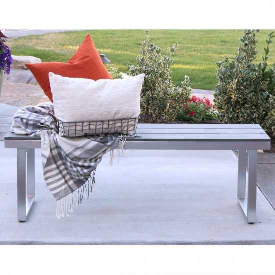 50" Aluminum Patio Outdoor Dining Bench - Grey