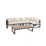 4-Piece Aluminum Outdoor Patio Conversation Set with Cushions - Natural