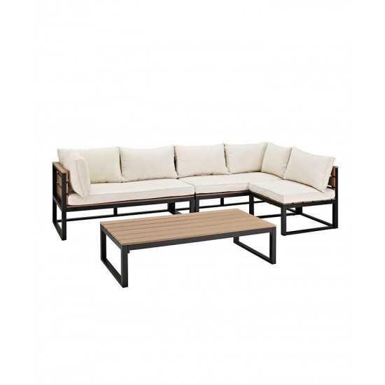 4-Piece Aluminum Outdoor Patio Conversation Set with Cushions - Natural