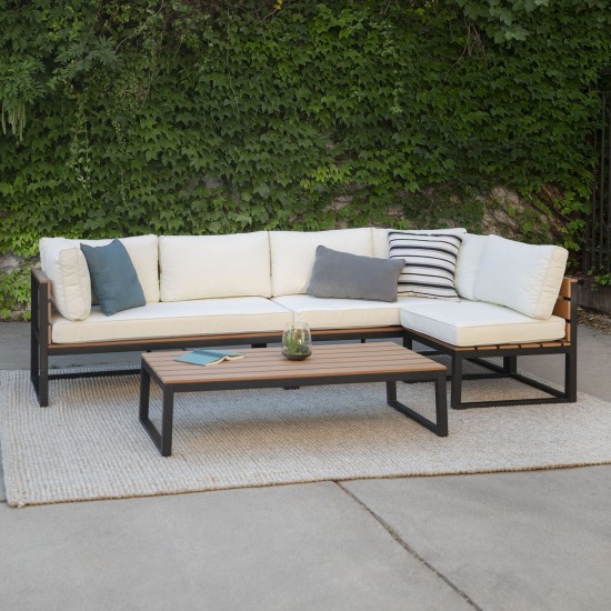 4-Piece Aluminum Outdoor Patio Conversation Set with Cushions - Natural