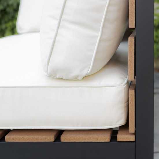 4-Piece Aluminum Outdoor Patio Conversation Set with Cushions - Natural