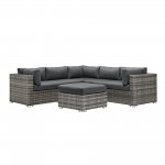 4-Piece Rattan Outdoor Patio Sectional with Cushions - Grey