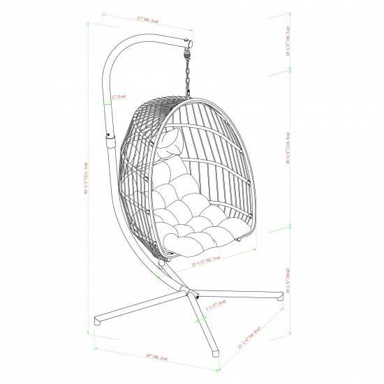 Swing Egg Chair with Stand - Brown/Grey