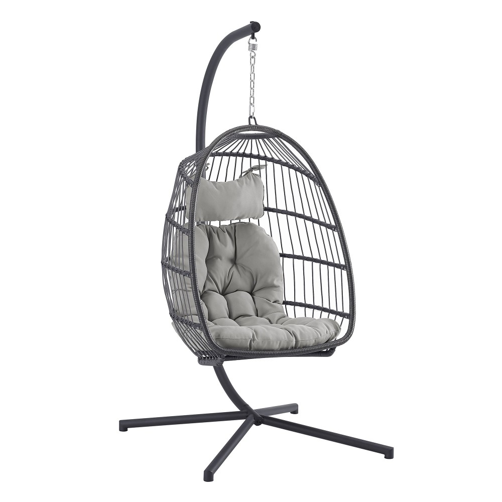 Swing Egg Chair with Stand - Grey/Grey