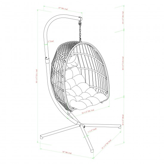 Swing Egg Chair with Stand - Grey/Grey