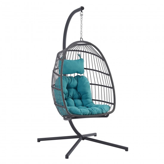 Swing Egg Chair with Stand - Grey/Teal