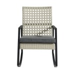 Liza Modern Patio Cane Weave Rattan Rocking Chair - Light Grey/Grey