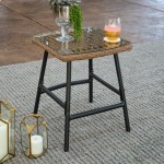 Transitional Patio Wood Side Table - Natural