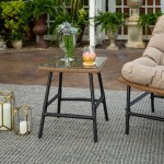 Transitional Patio Wood Side Table - Natural