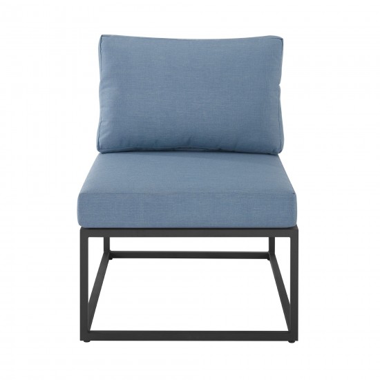 Trinidad Outdoor Modern Modular Patio Side Chair - Blue