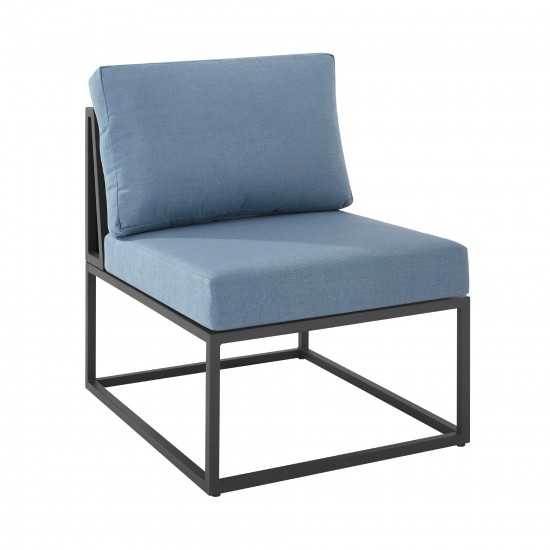 Trinidad Outdoor Modern Modular Patio Side Chair - Blue