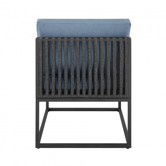 Trinidad Outdoor Modern Modular Patio Side Chair - Blue