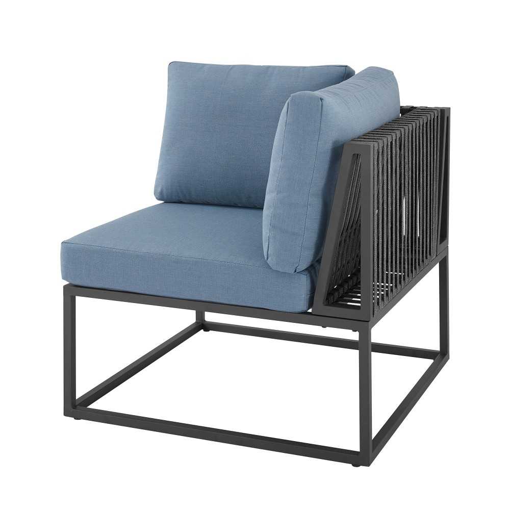 Trinidad Outdoor Modern Modular Patio Corner Chair Blue