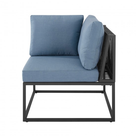 Trinidad Outdoor Modern Modular Patio Corner Chair - Blue