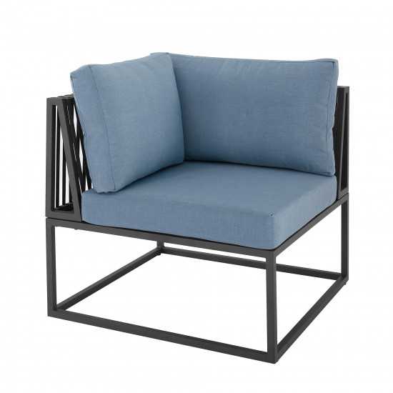 Trinidad Outdoor Modern Modular Patio Corner Chair - Blue