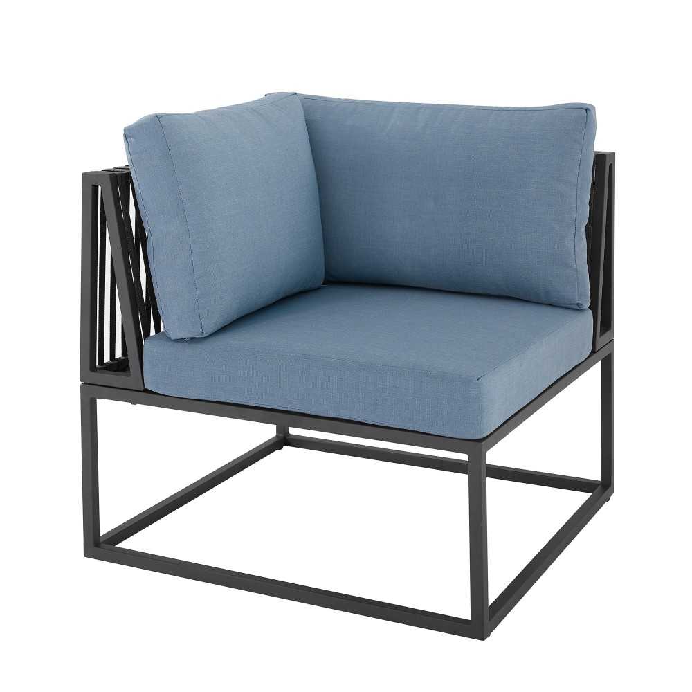 Trinidad Outdoor Modern Modular Patio Corner Chair Blue