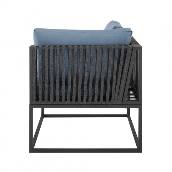 Trinidad Outdoor Modern Modular Patio Corner Chair - Blue