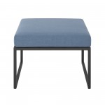 Trinidad Outdoor Modern Modular Patio Ottoman with Cushion - Blue