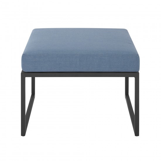 Trinidad Outdoor Modern Modular Patio Ottoman with Cushion - Blue